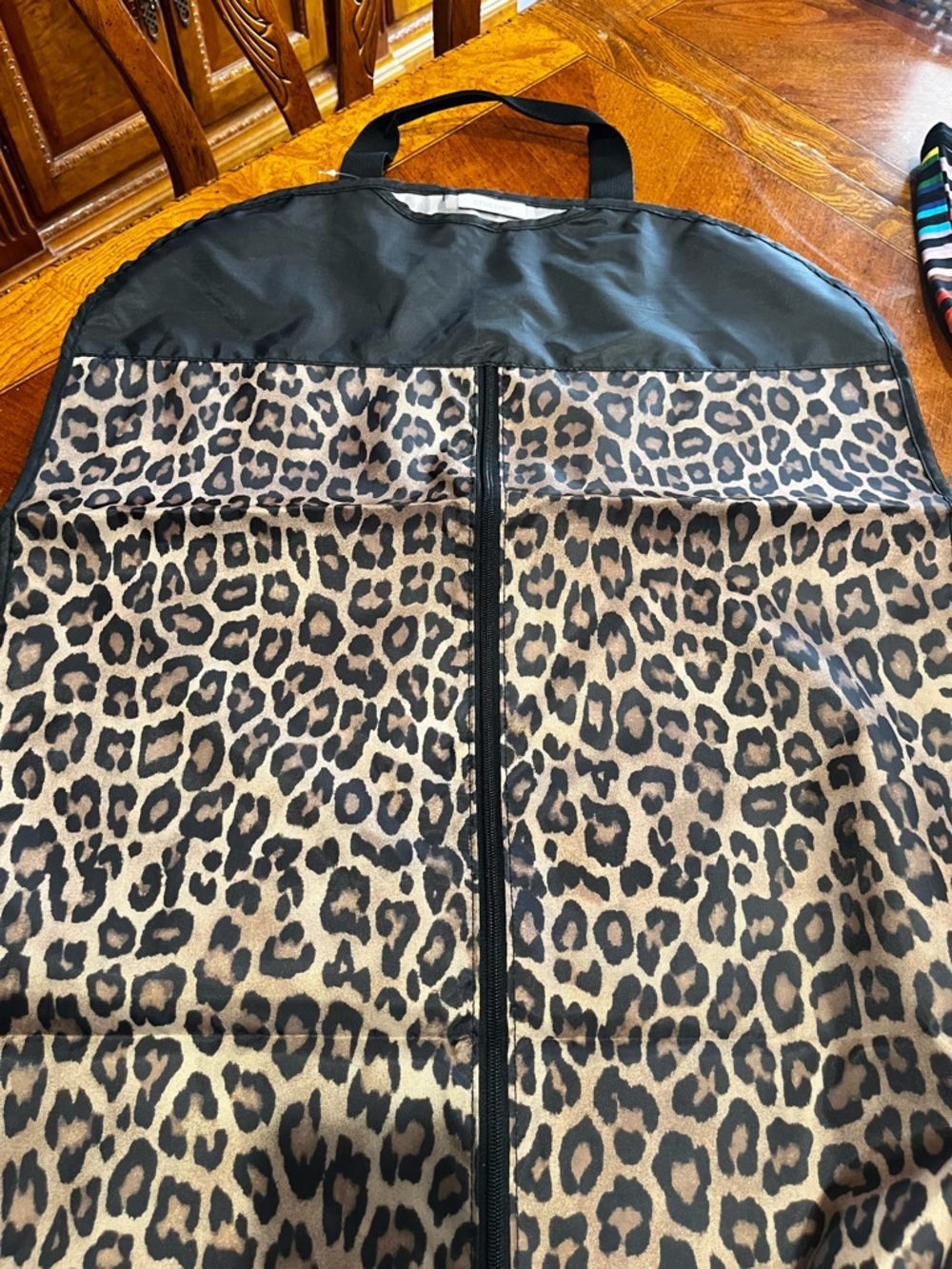 Chico's Leopard Print Garment Bag with Black Trim